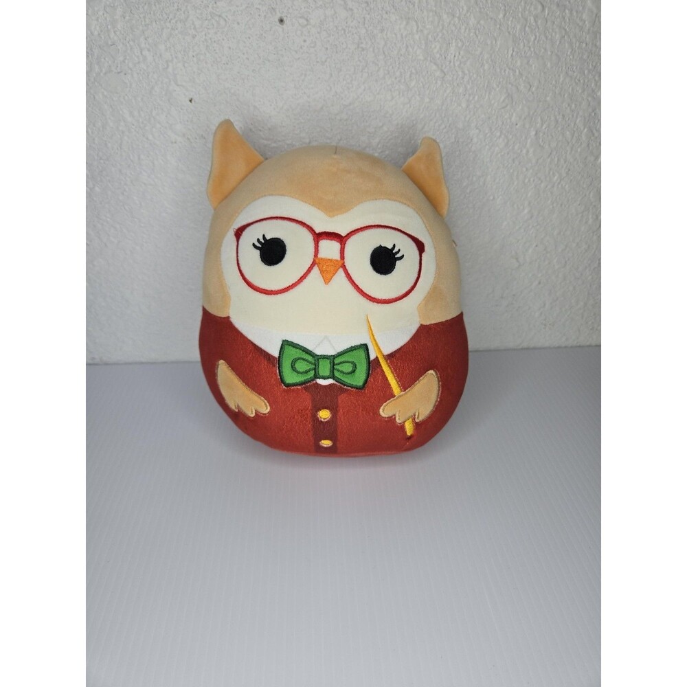 Original Squishmallows Owl Plush Stuffed Animal Teacher Red Glasses Bow Tie